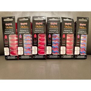 Sally Hansen 6X Pink and Blue Press on Nails Kits With Glue New